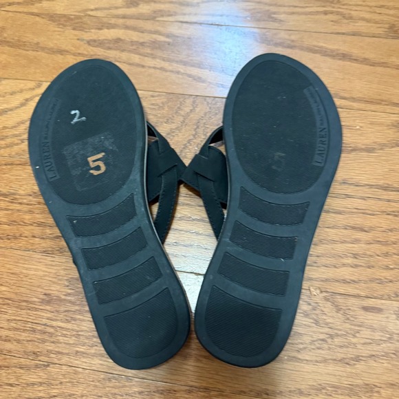Lauren Ralph Lauren Rosalind Black Stripe Thong Sandals Size 6B - Picture 6 of 11